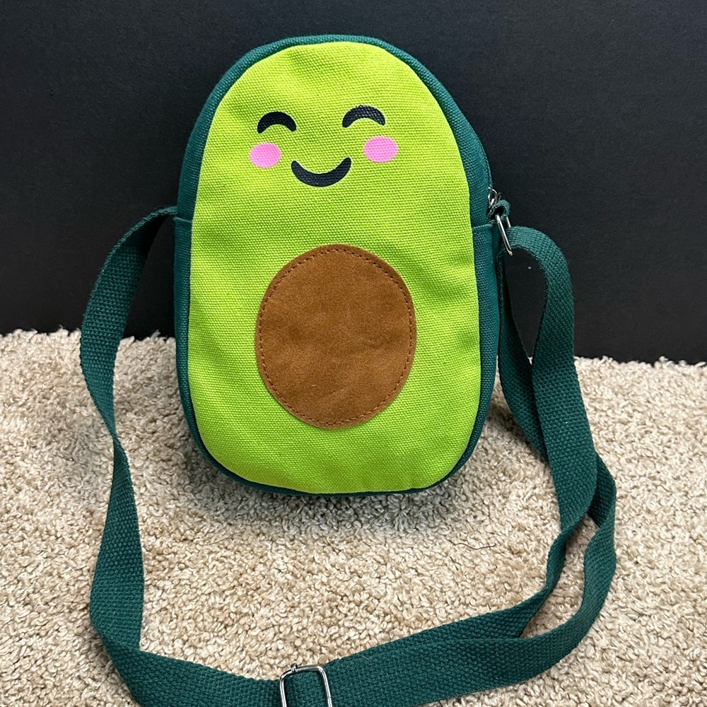 avocado Bright Green Smiley Avocado Crossbody Bag
